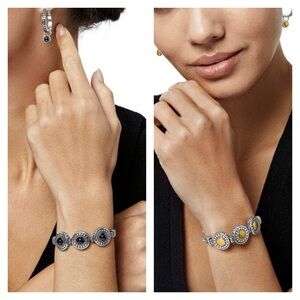 BRIGHTON NWT Pebble Dot Onyx Cabochon Reversible Bracelet • Silver Tone JF0015